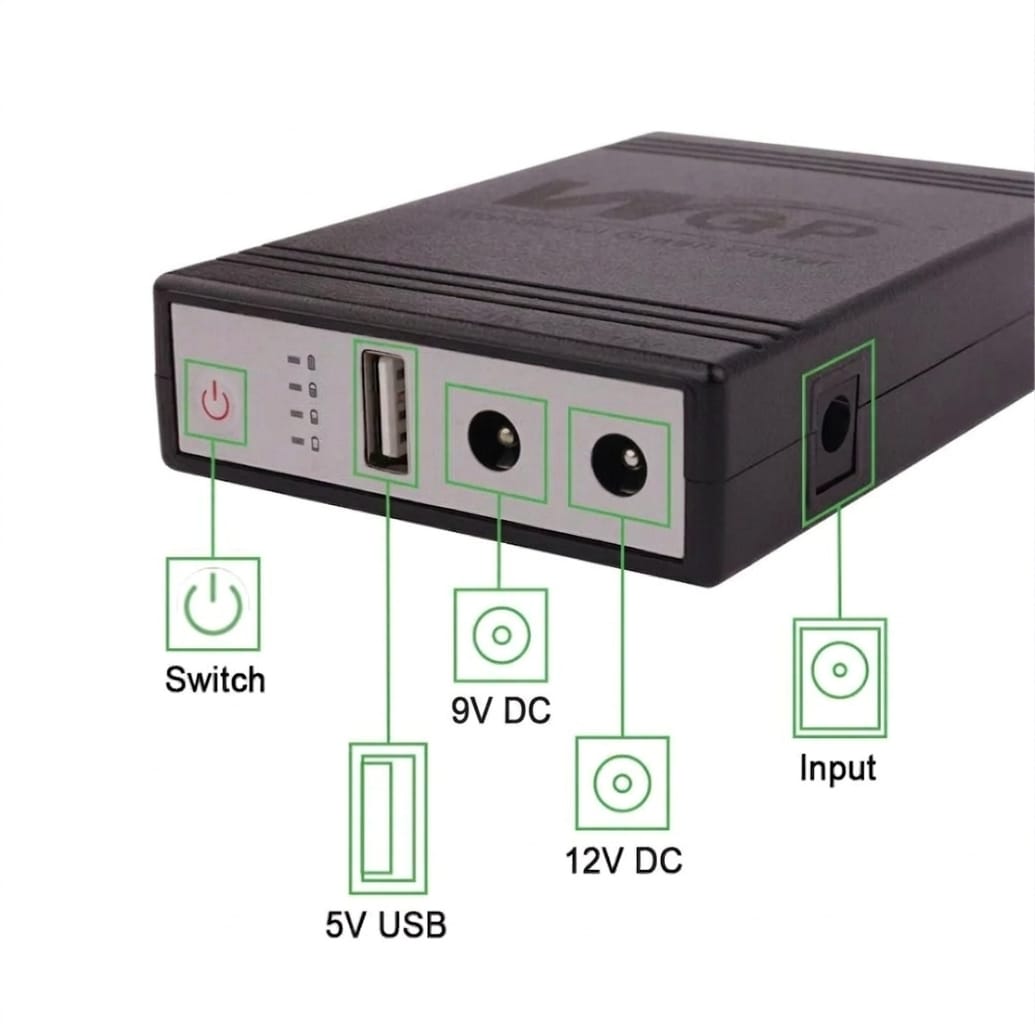 WGP Mini UPS 10400 mAh for Router, Onu, CC Camera 5, 9, 12 Volt Output