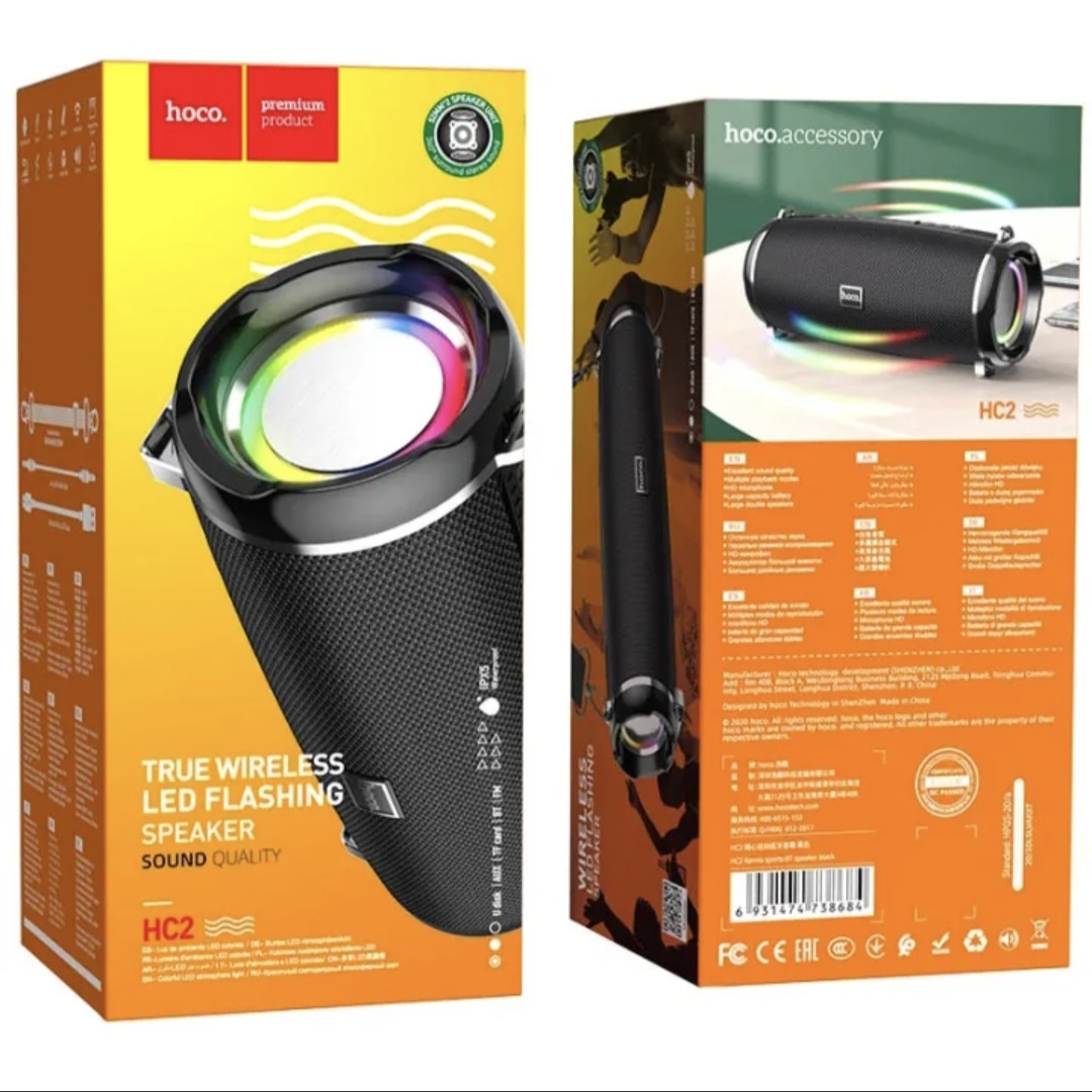 Hoco HC2 True Wireless Speaker retail box packaging with product details